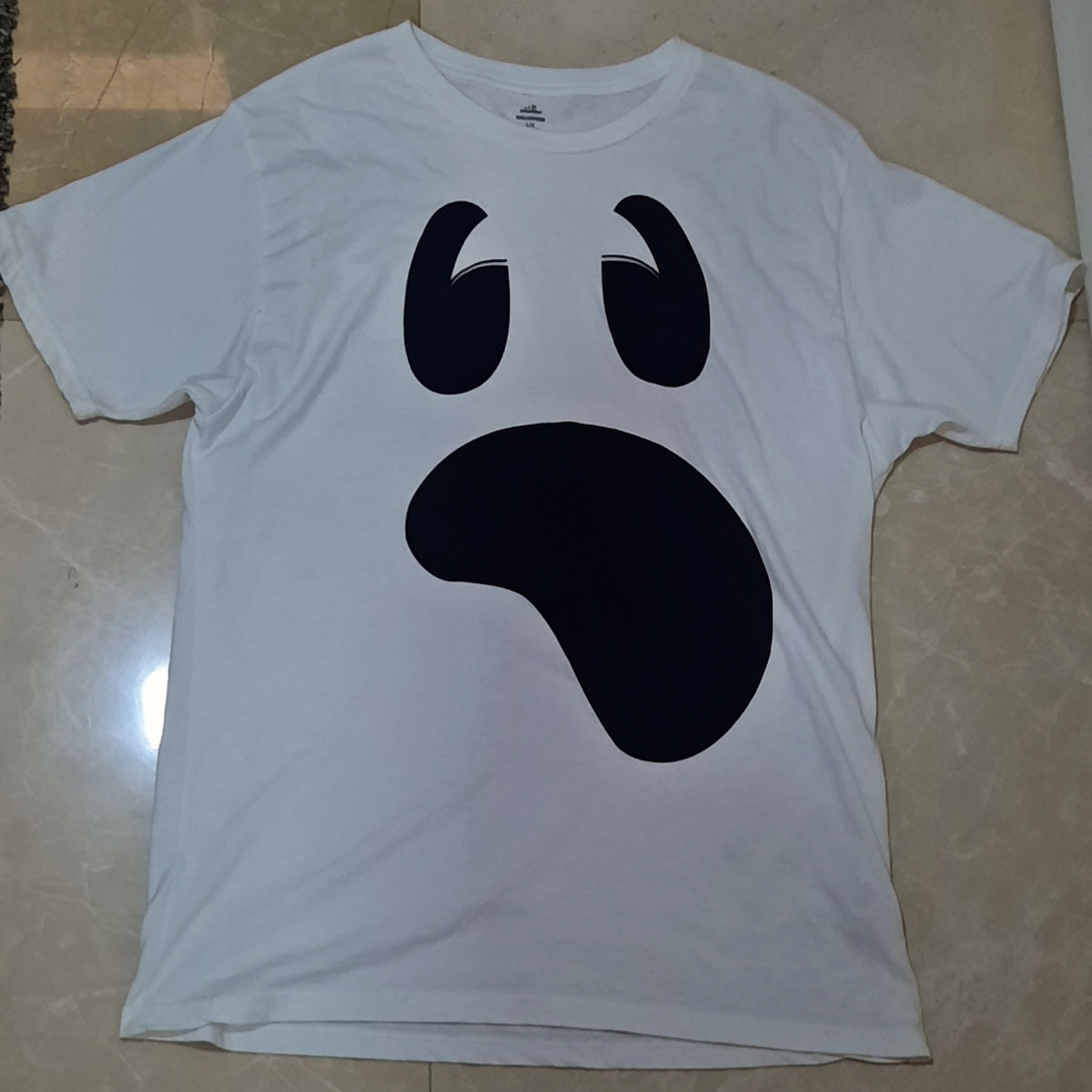Mens Halloween White Ghost Shirt